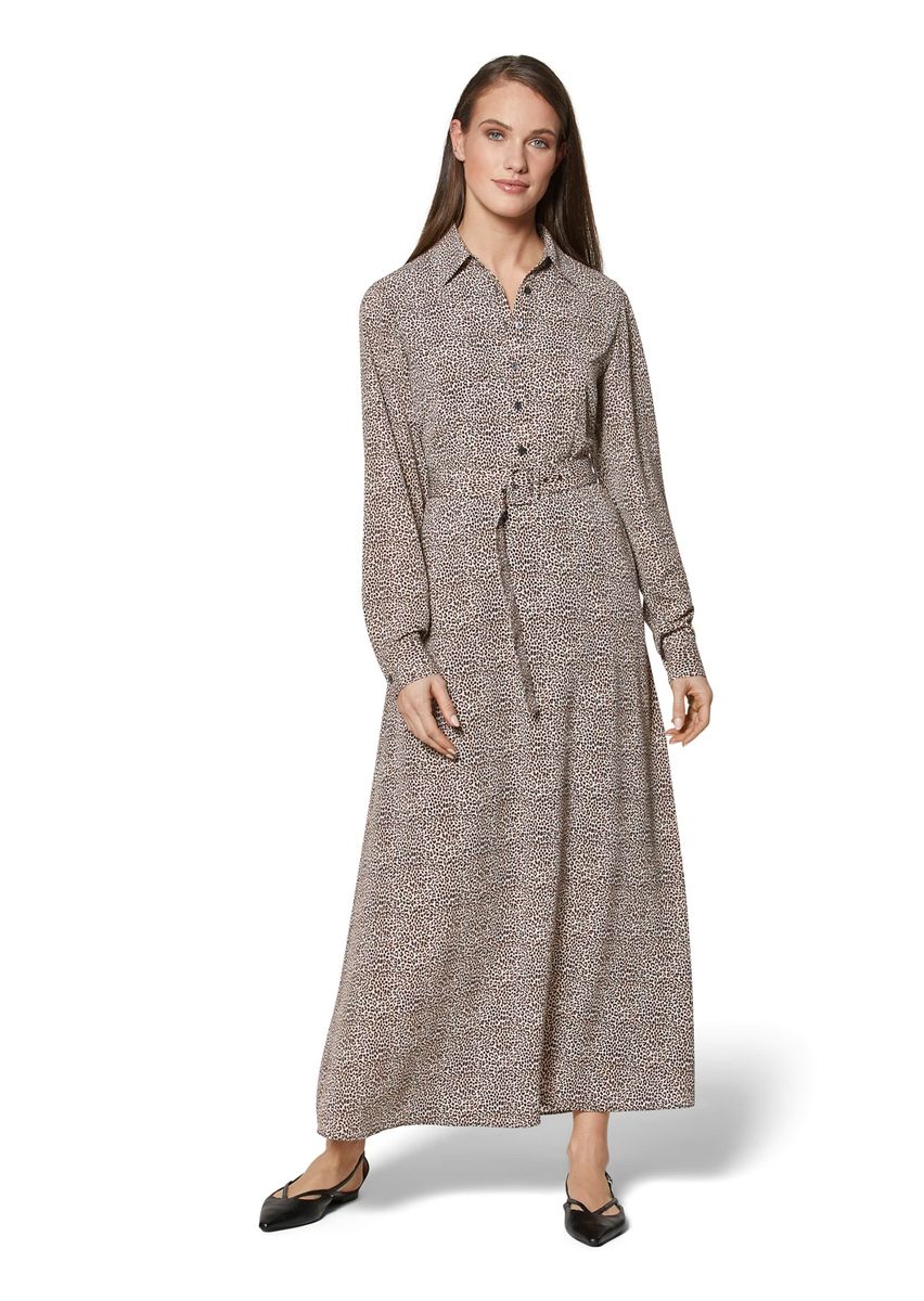 Maxi-Hemdblusenkleid mit Minimal-Print