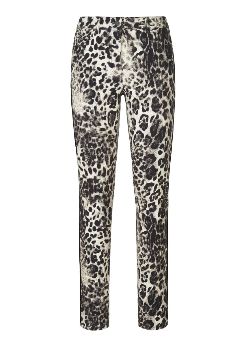 Schmale Stretch-Hose mit Leopardenmuster