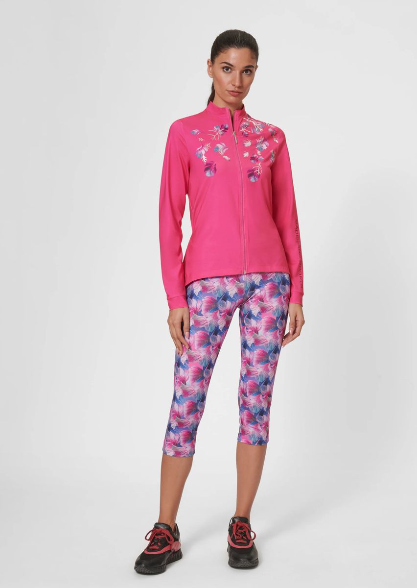 Radjacke mit Blätter-Foilprint