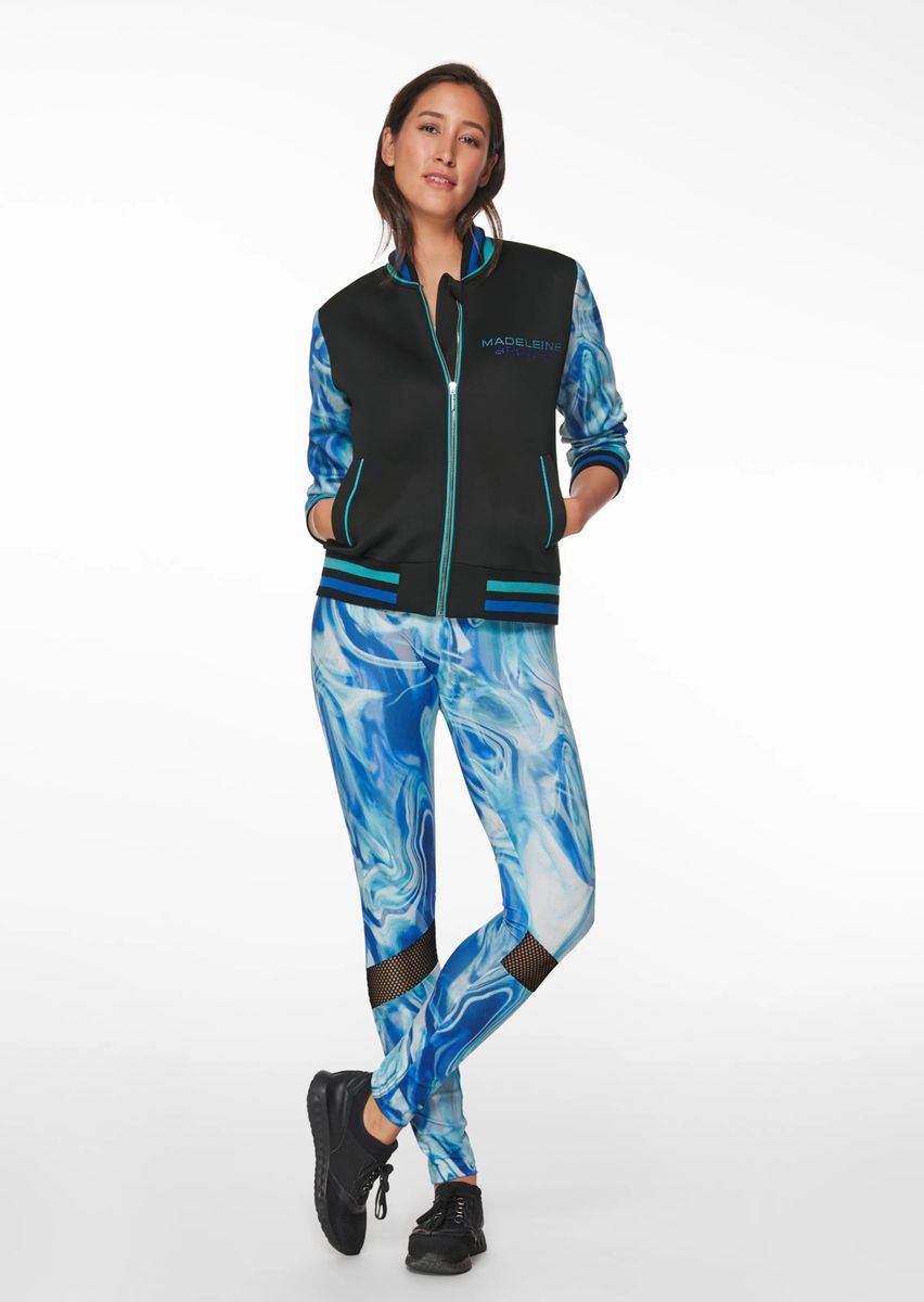 Dynamische Marmor-Print Leggings mit Mesh