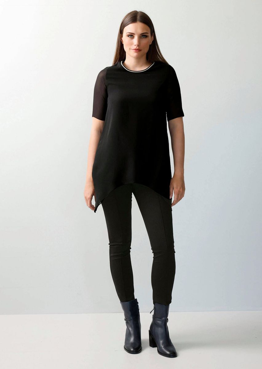 Asymmetrisches Longshirt mit Chiffon-Ärmeln