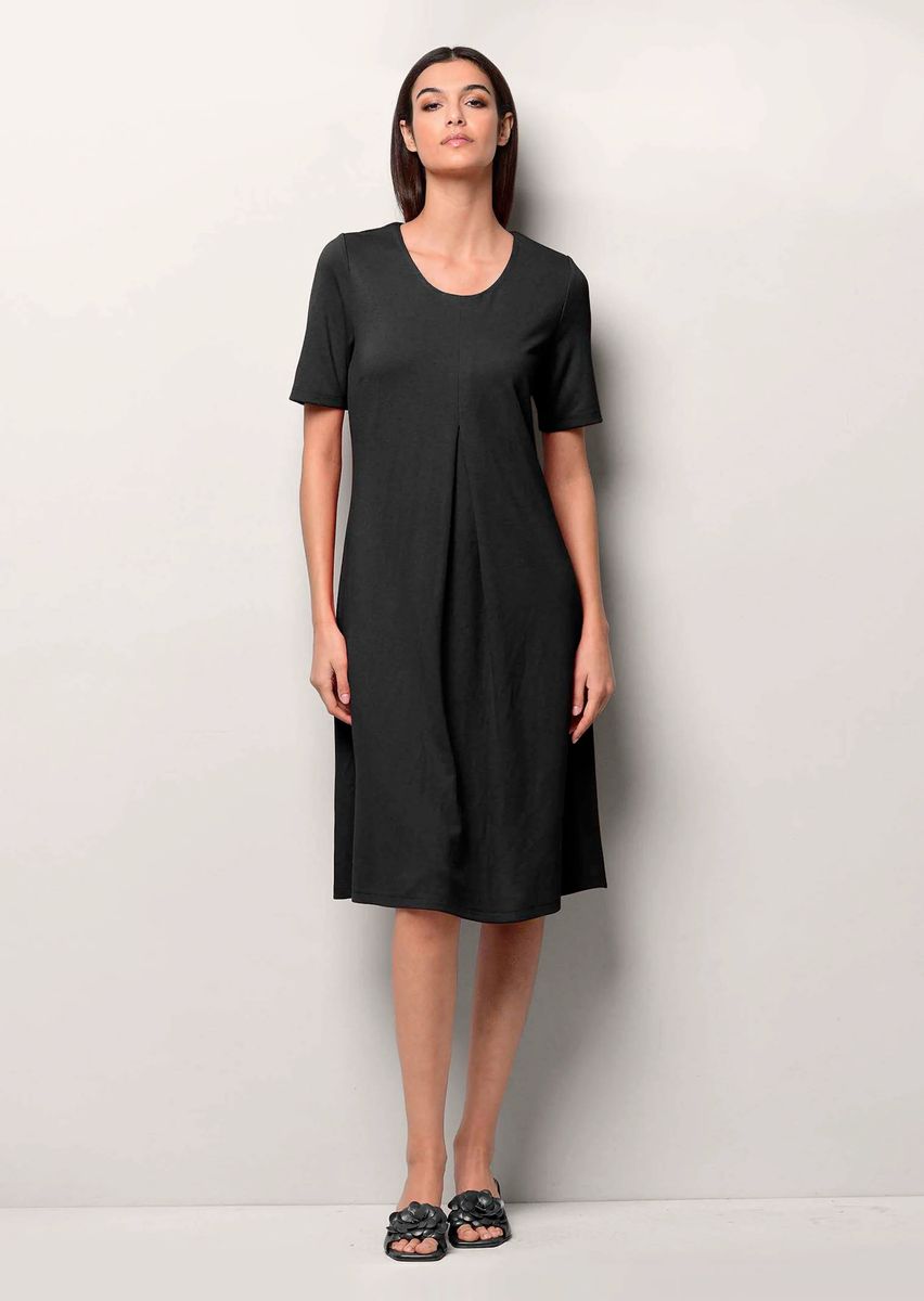 Jersey-Midikleid mit Vorderfalte