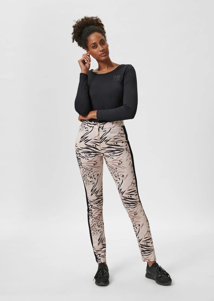 Slimline-Hose mit abstraktem Print-Mix