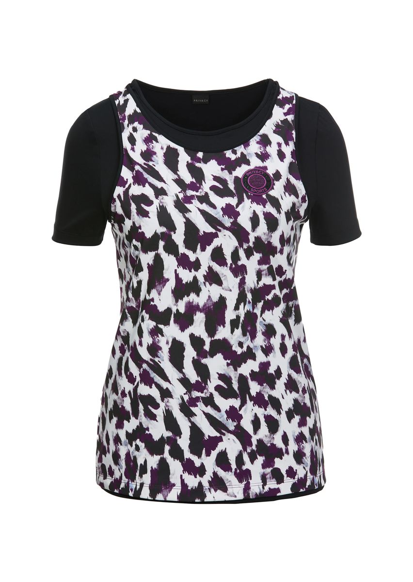 2-in-1 Laufshirt mit Leo-Print