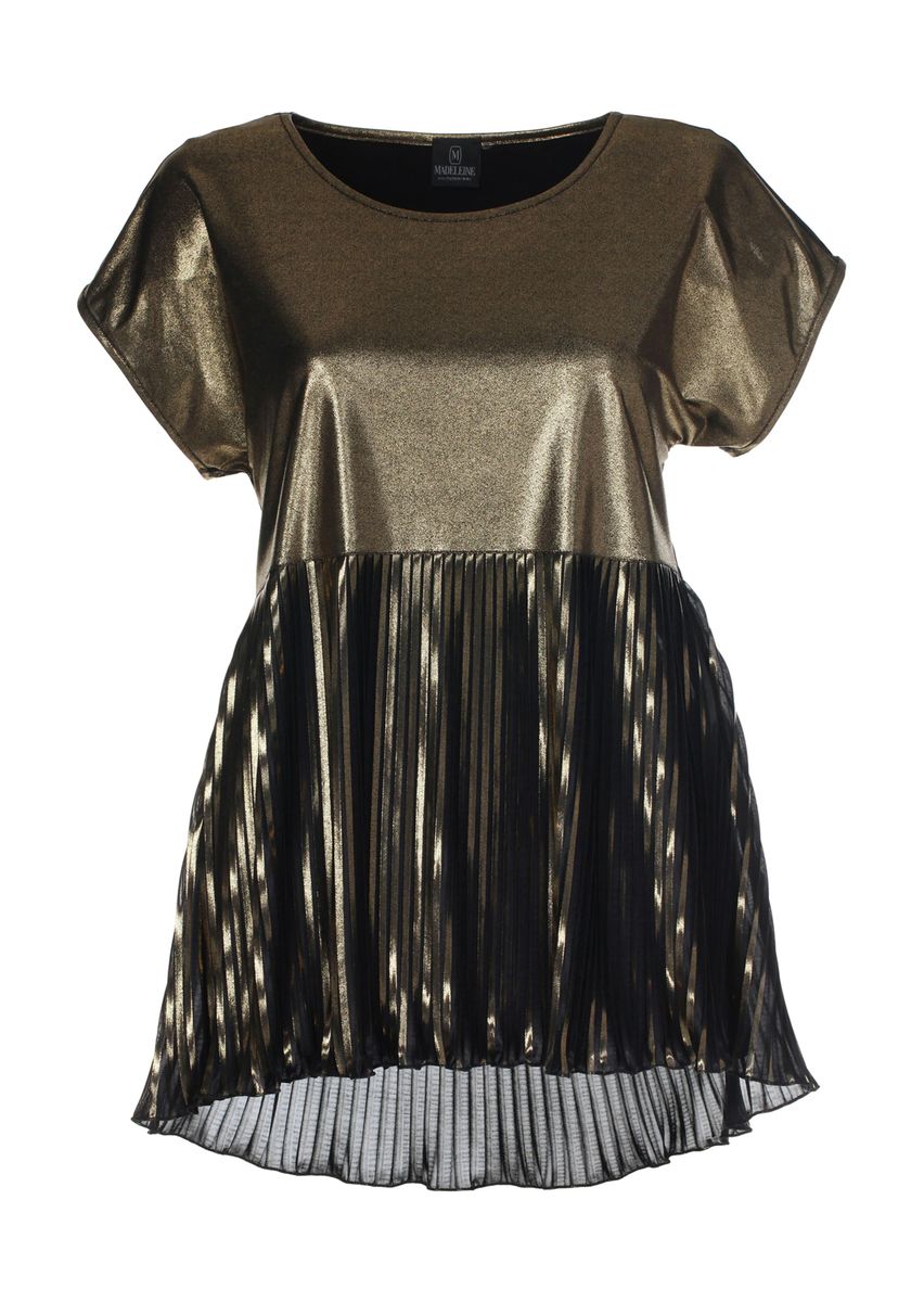 Metallic-Oberteil mit Plissee-Details