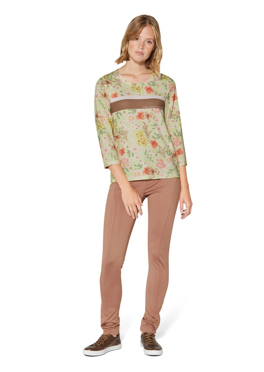 Floral bedrucktes Shirt mit 3/4-Arm