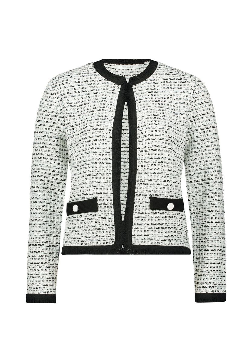 Strukturierte Tweed-Strickjacke mit Fransen