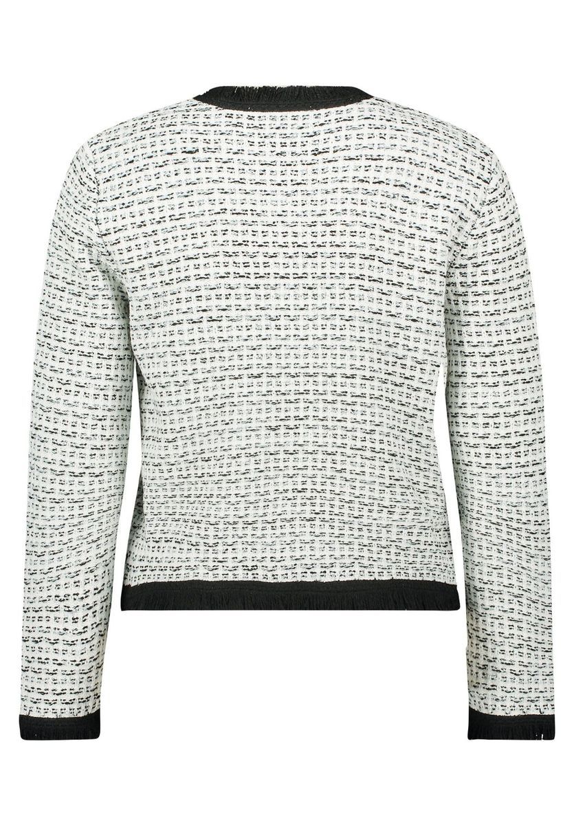 Strukturierte Tweed-Strickjacke mit Fransen
