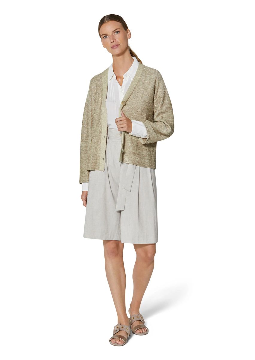 Pailletten-Strickjacke in Melange-Optik