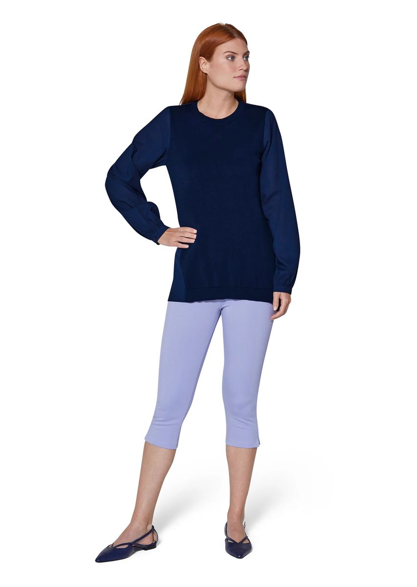 Legerer Pullover im Material-Mix