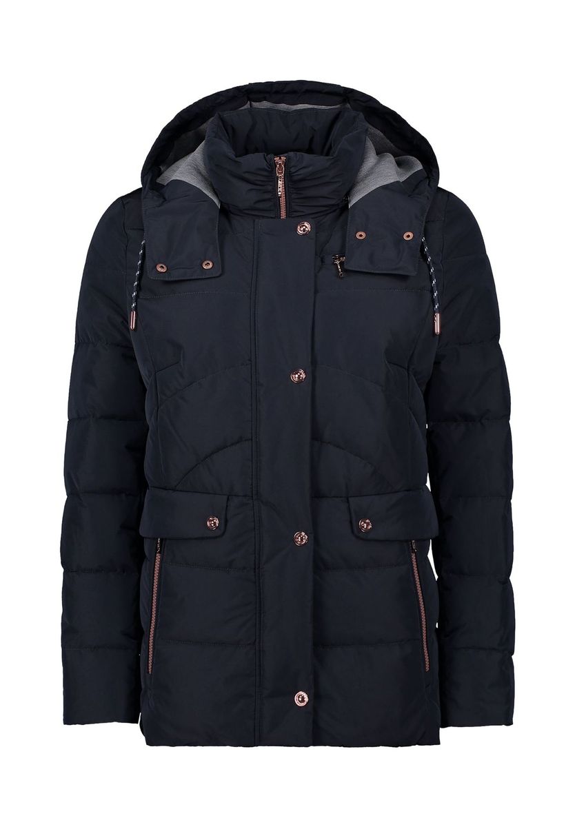 Marineblaue Gesteppte Jacke mit Kapuze