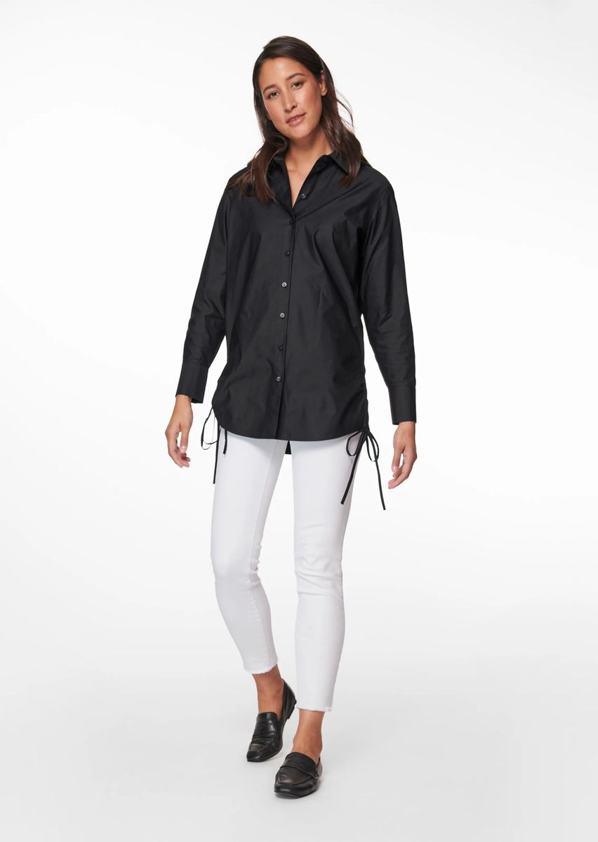 Oversize-Bluse mit seitlichen Bindebändern