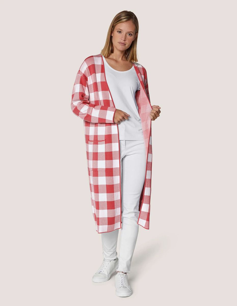 Oversized Strickmantel mit Karomuster
