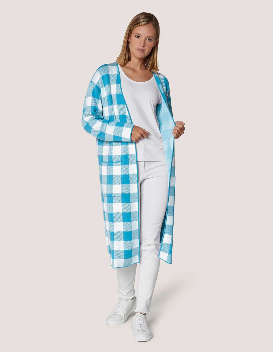 Oversize Strickmantel mit Karo-Jacquard