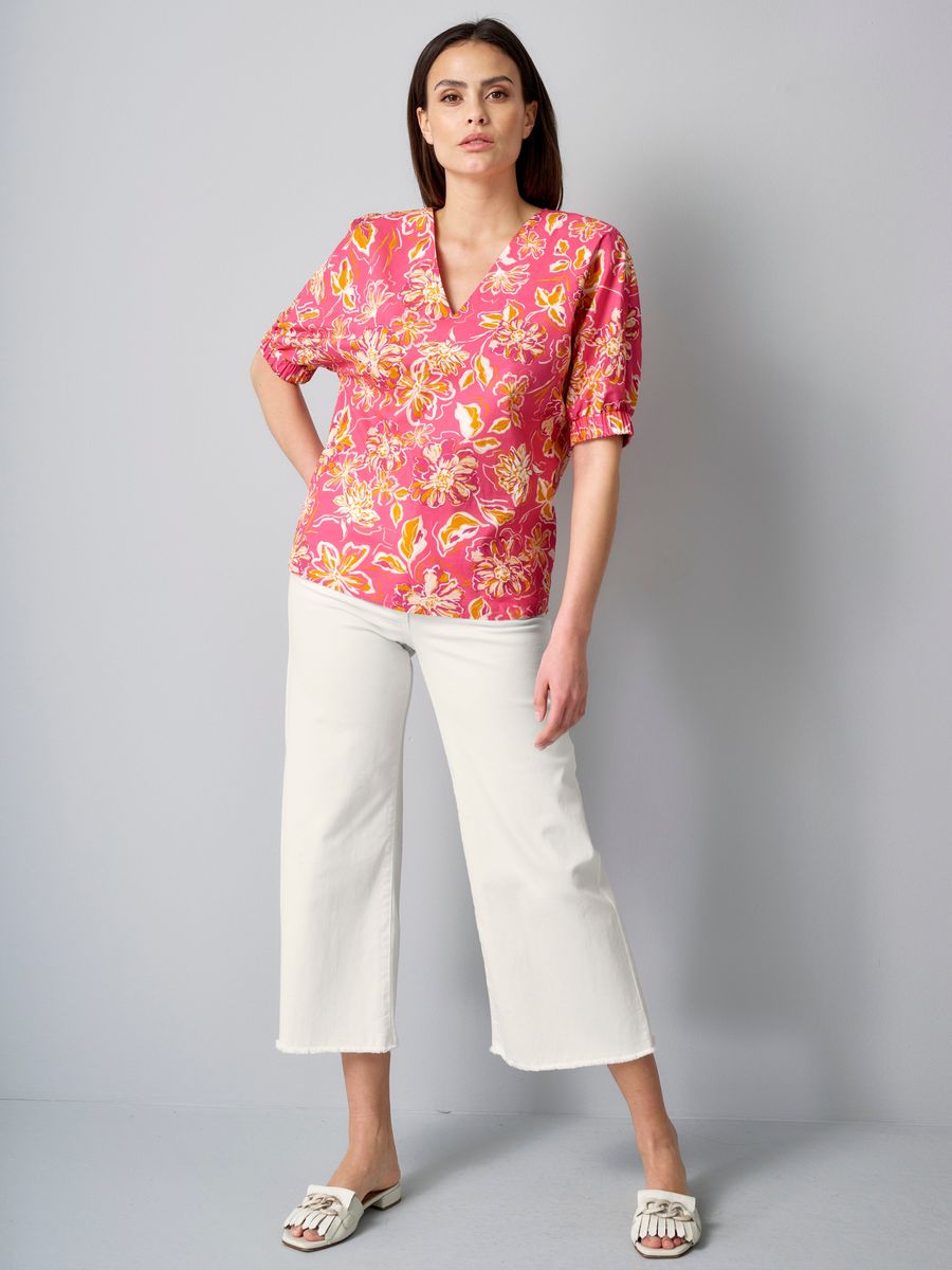 Florale Bluse mit Fledermausärmeln