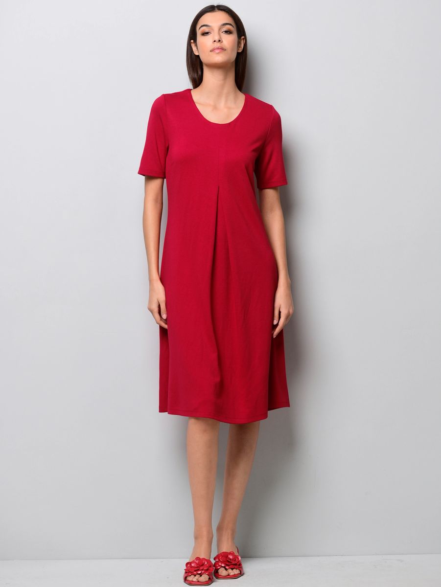 Jerseykleid mit eleganter Vorderfalte