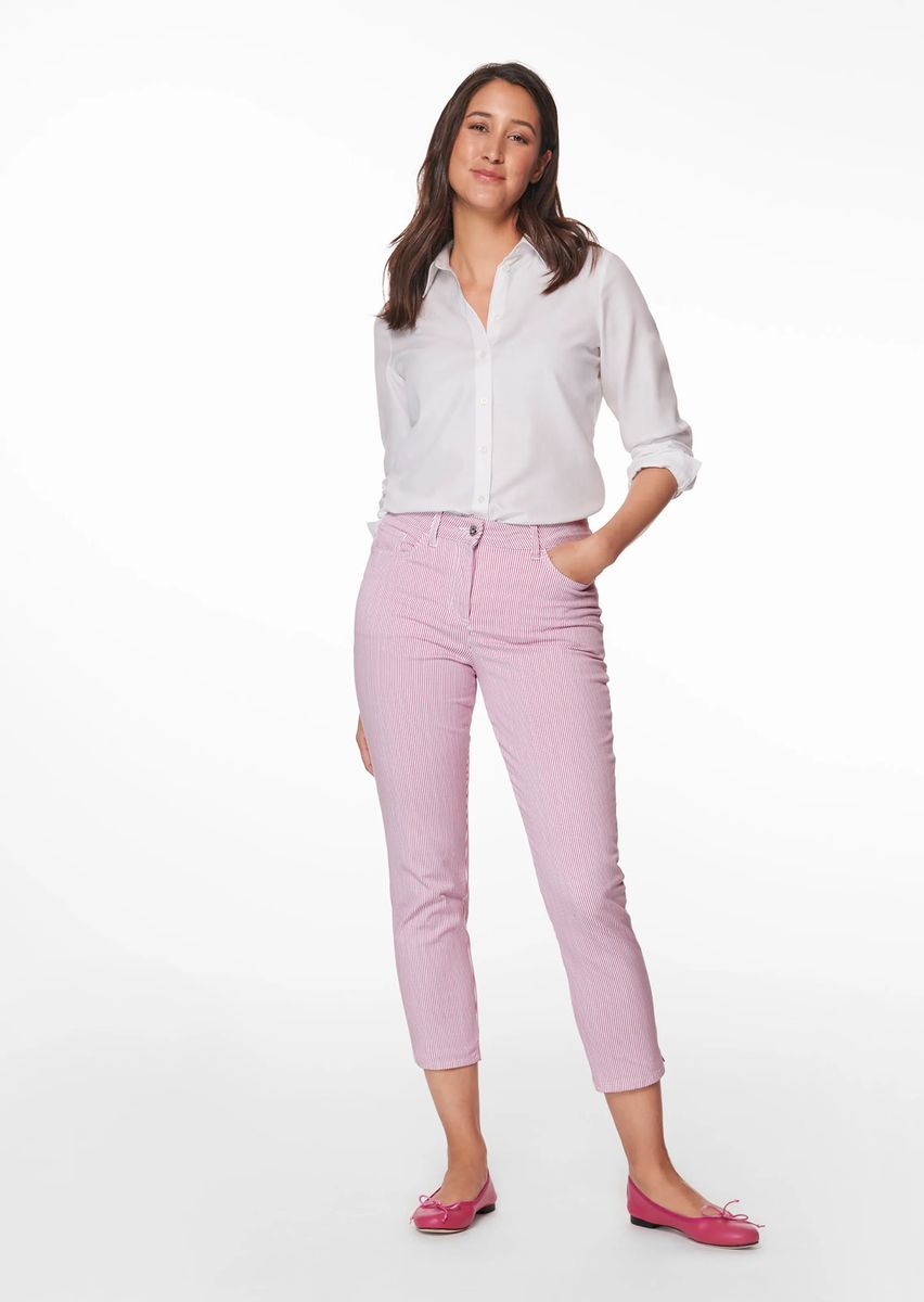 Gestreifte 7/8 Slim Jeans