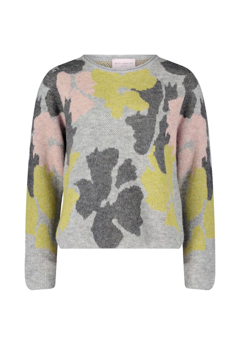Grobstrickpullover mit floralem Jacquardmuster Modern Fit