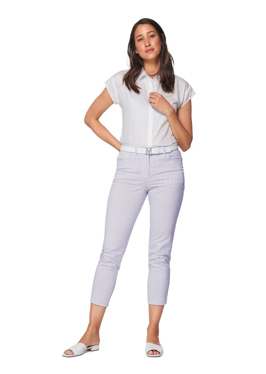 Fein gestreifte 7/8-Tapered-Jeans