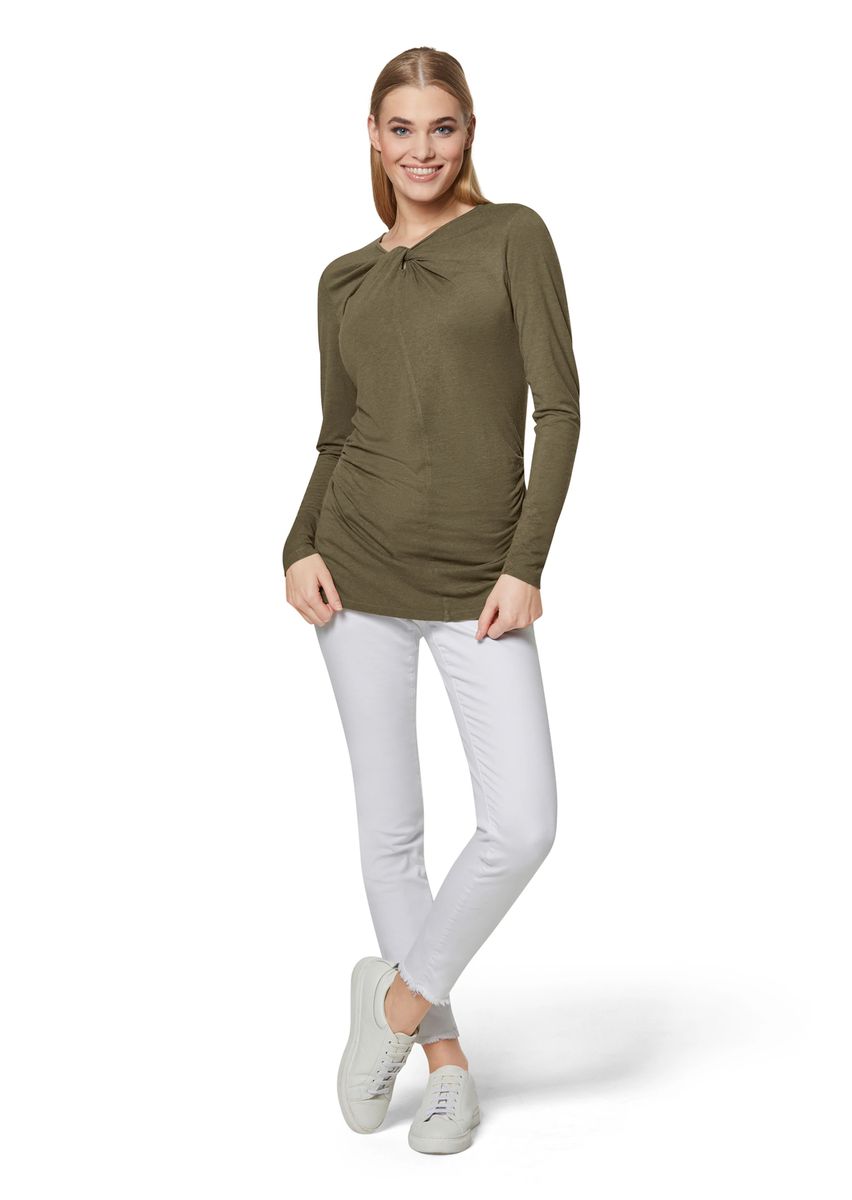 Langarmshirt mit Raffung und Knotendetail