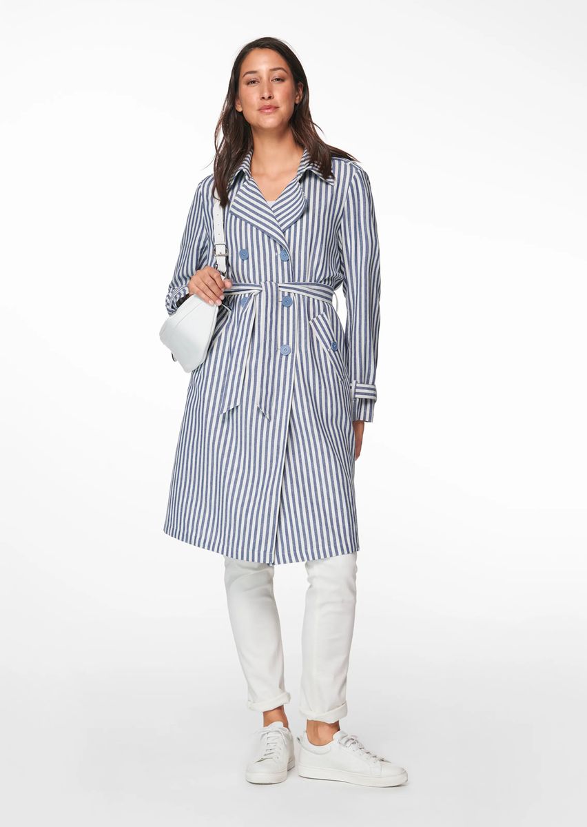 Gestreifter Oversize-Trenchcoat mit Bindegürtel