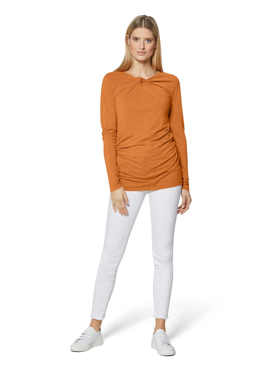 Langarmshirt mit Knoten-Detail und Raffung