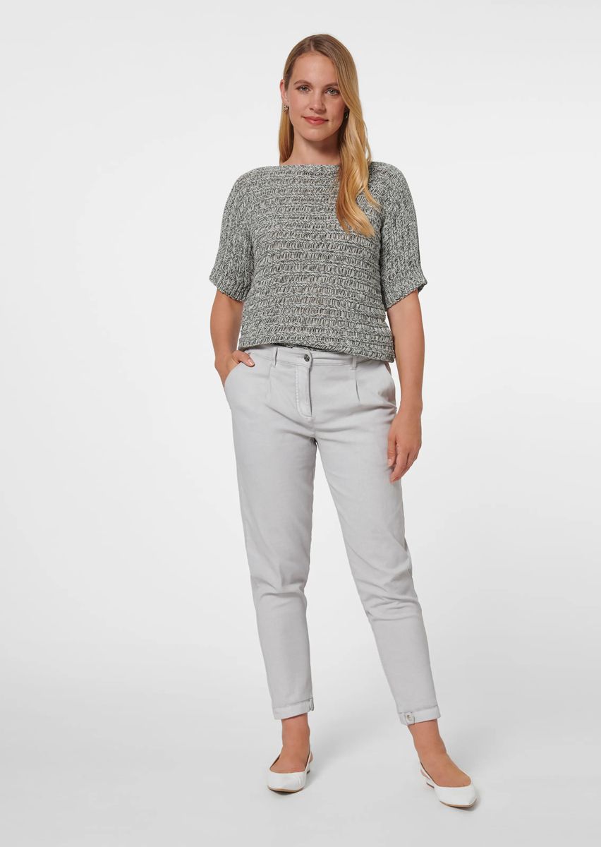 Kurzarm-Ajourpullover aus Baumwollstrick
