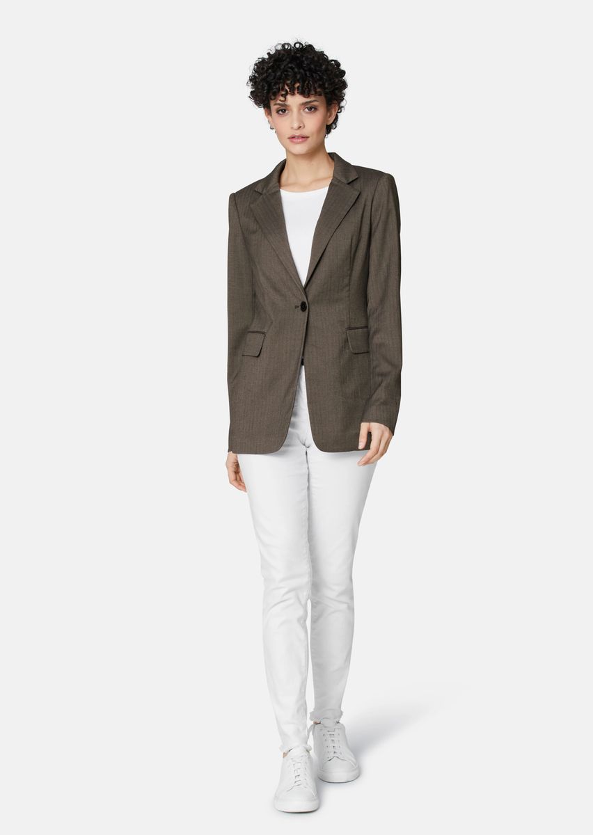 Taillierter Blazer mit Fischgrat-Muster