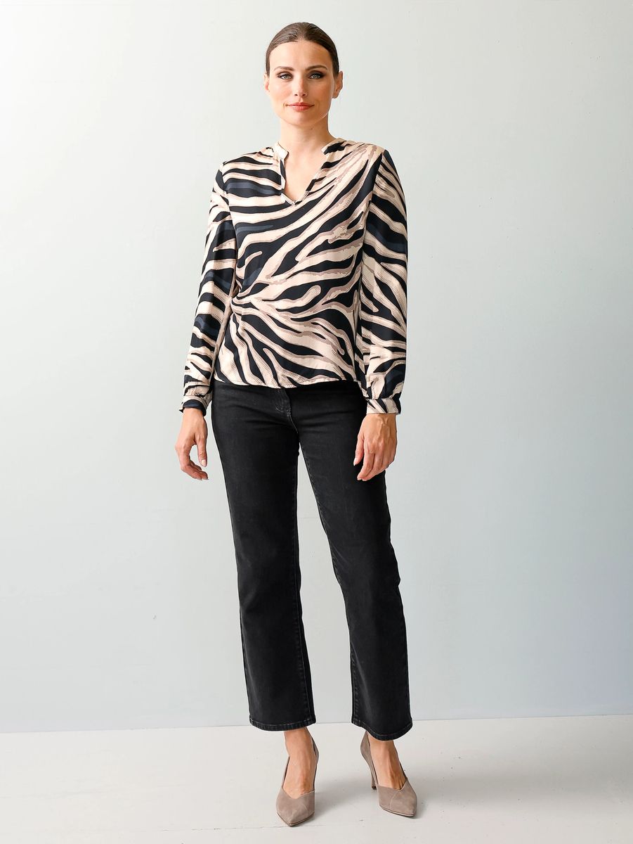 Zebra-Print Bluse mit V-Ausschnitt