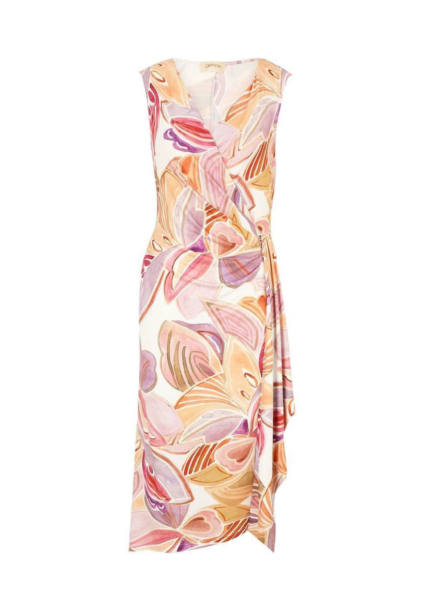 Ärmelloses Wickel-Midikleid mit Blumenmuster