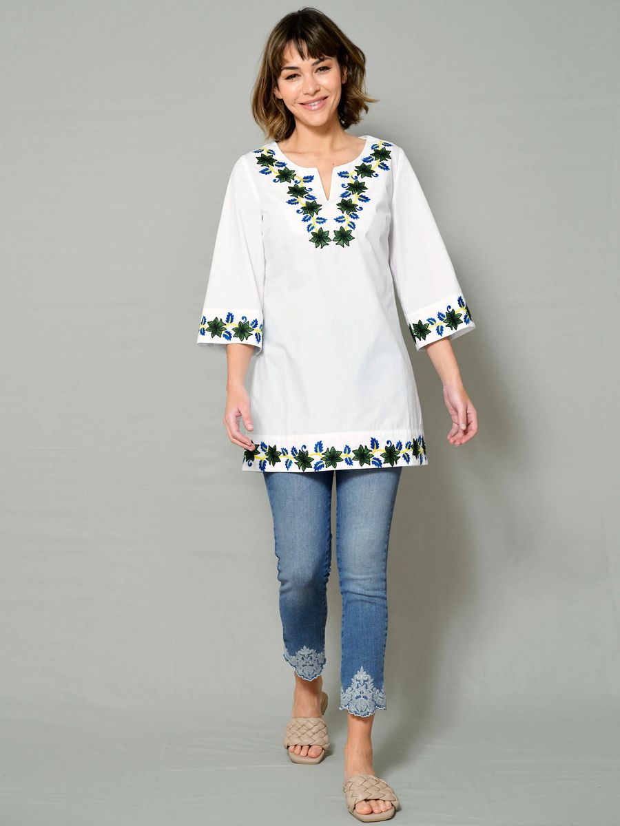 Bestickte Tunika in Longform