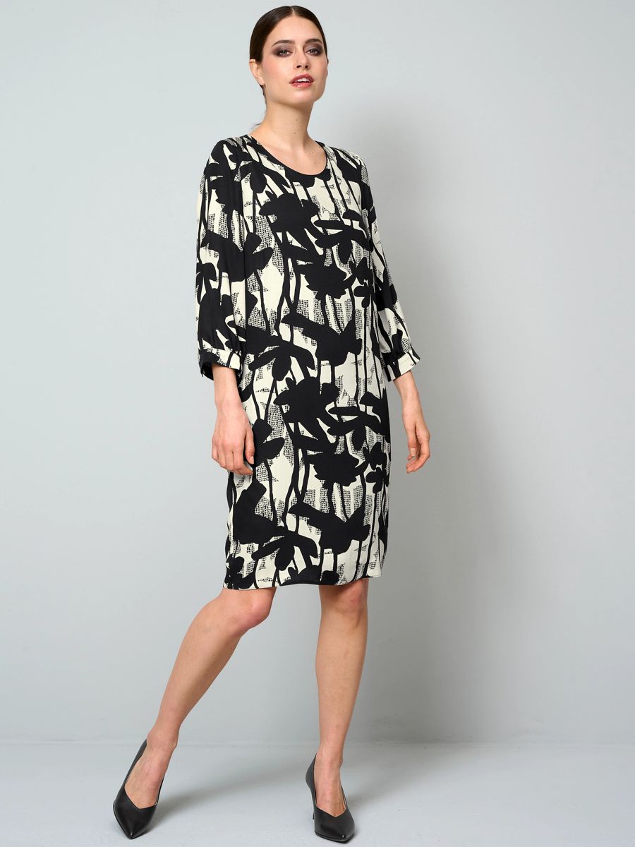 Grafik-Print Kleid mit Rückenfalte