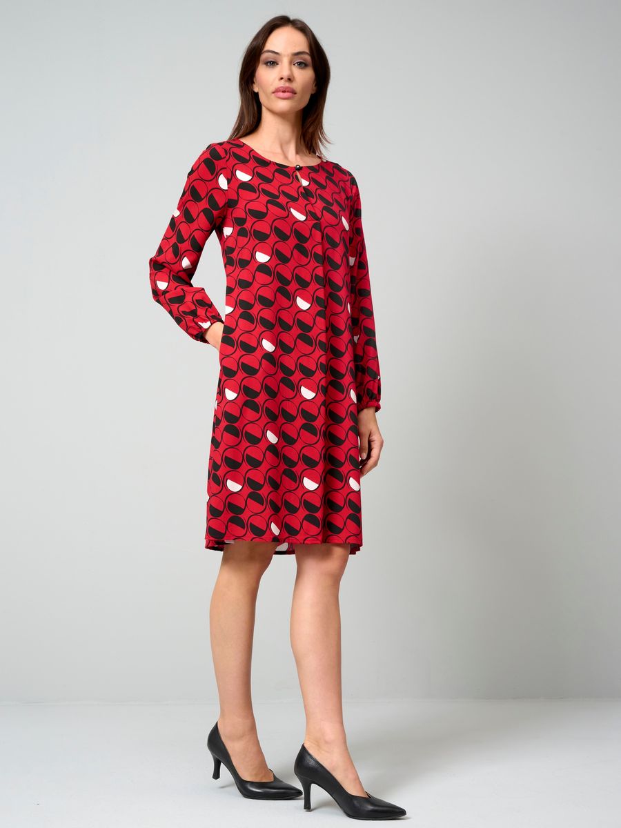 Kleid mit Grafik-Print und Ballonärmeln