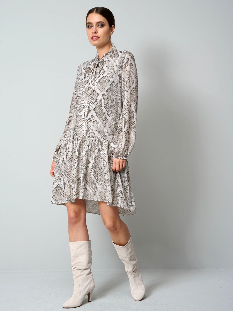 Minikleid mit Schlangenprint und Schluppe