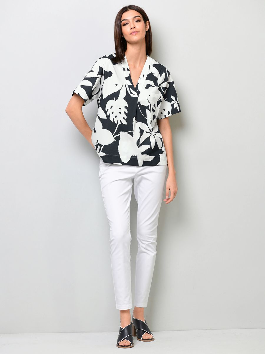 A-Linien-Bluse mit grafischem Blumenmuster