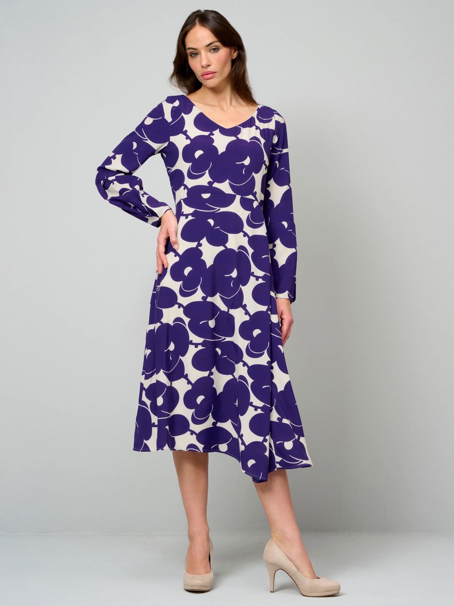 Florales V-Neck-Midi mit asymmetrischem Saum
