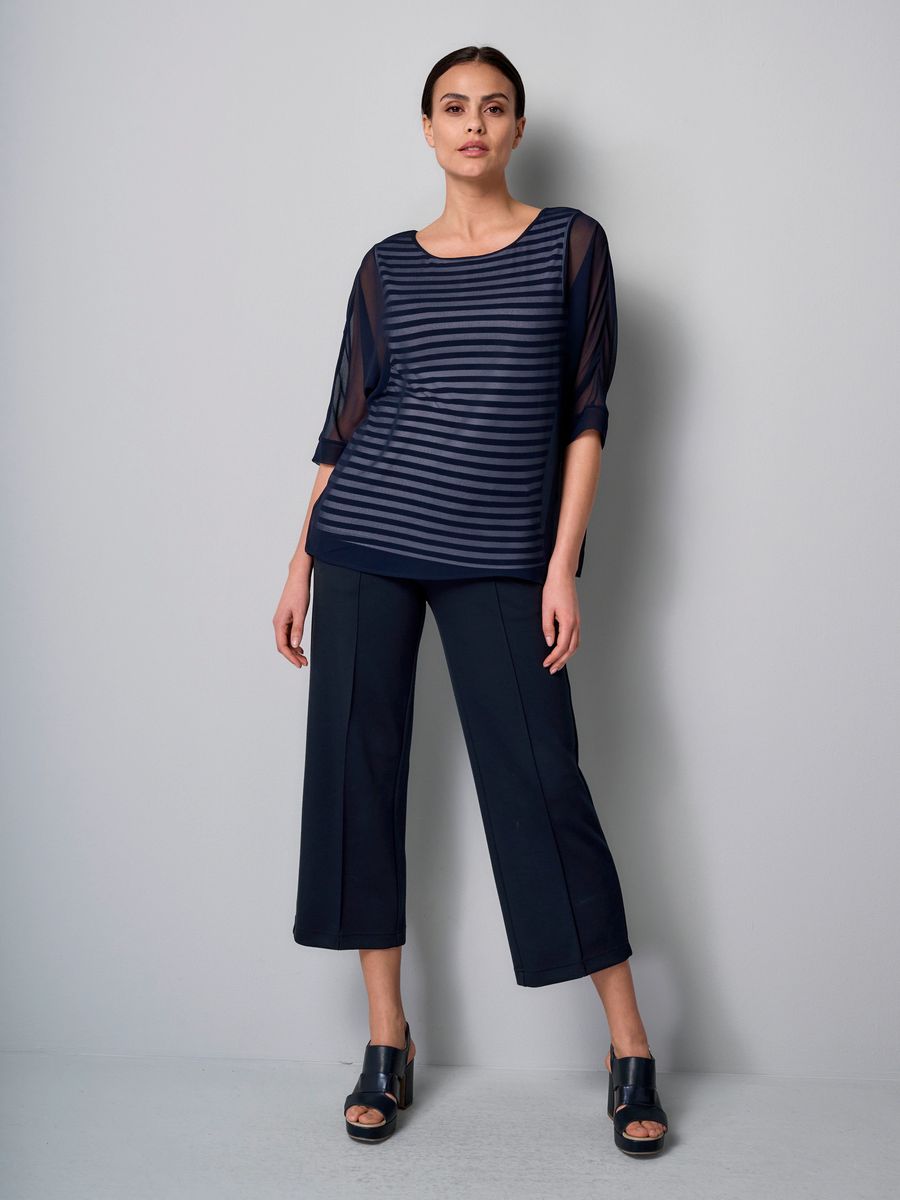Gestreifte Chiffon-Fledermausbluse