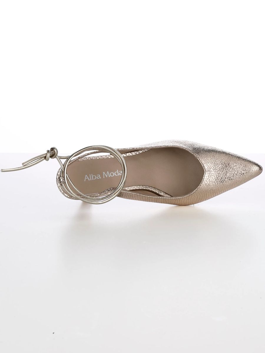 Metallic Slingpumps mit Schnürung