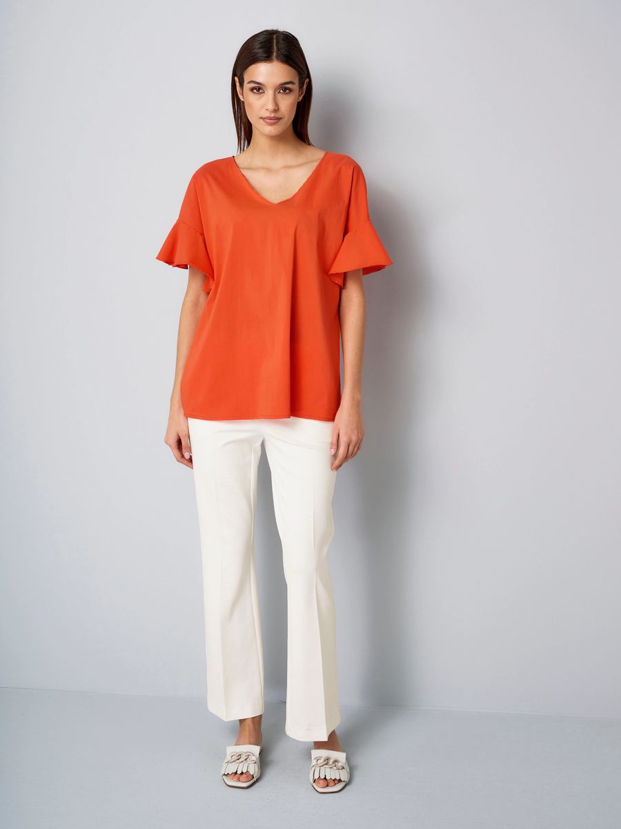 V-Ausschnitt Bluse mit Volantärmeln