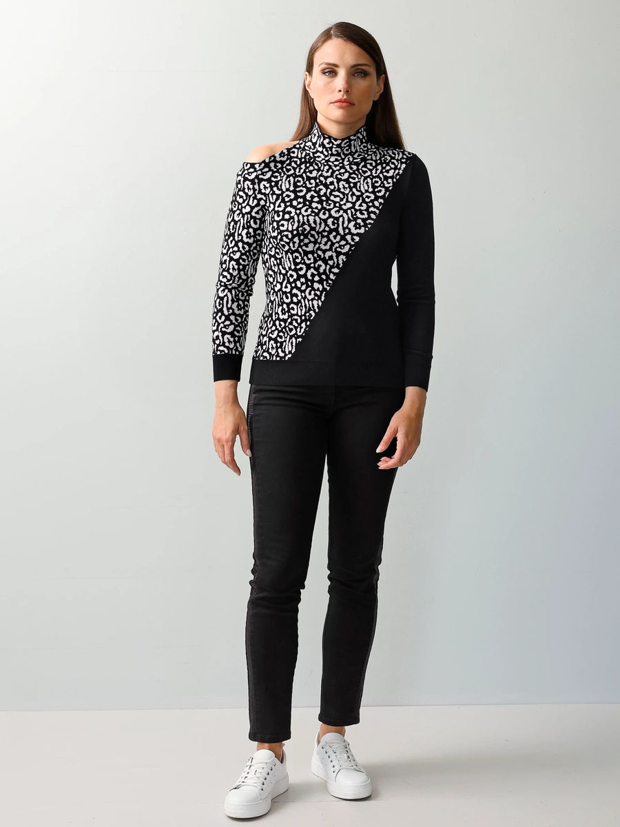 Pullover mit Leopardenmuster und Cut-Out