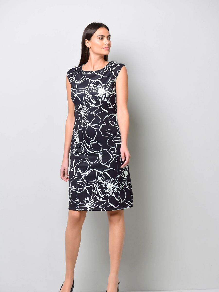 Scuba-Etui-Kleid mit floralem Muster