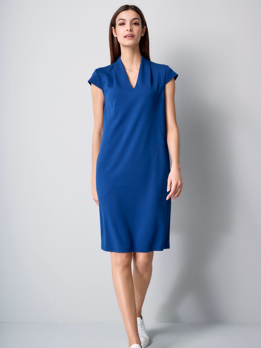 Minimalistisches V-Ausschnitt Jersey-Midi