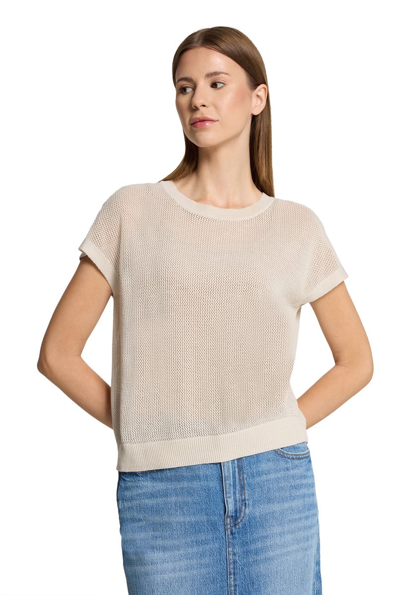 Leichtes Strick-T-Shirt mit offener Masche