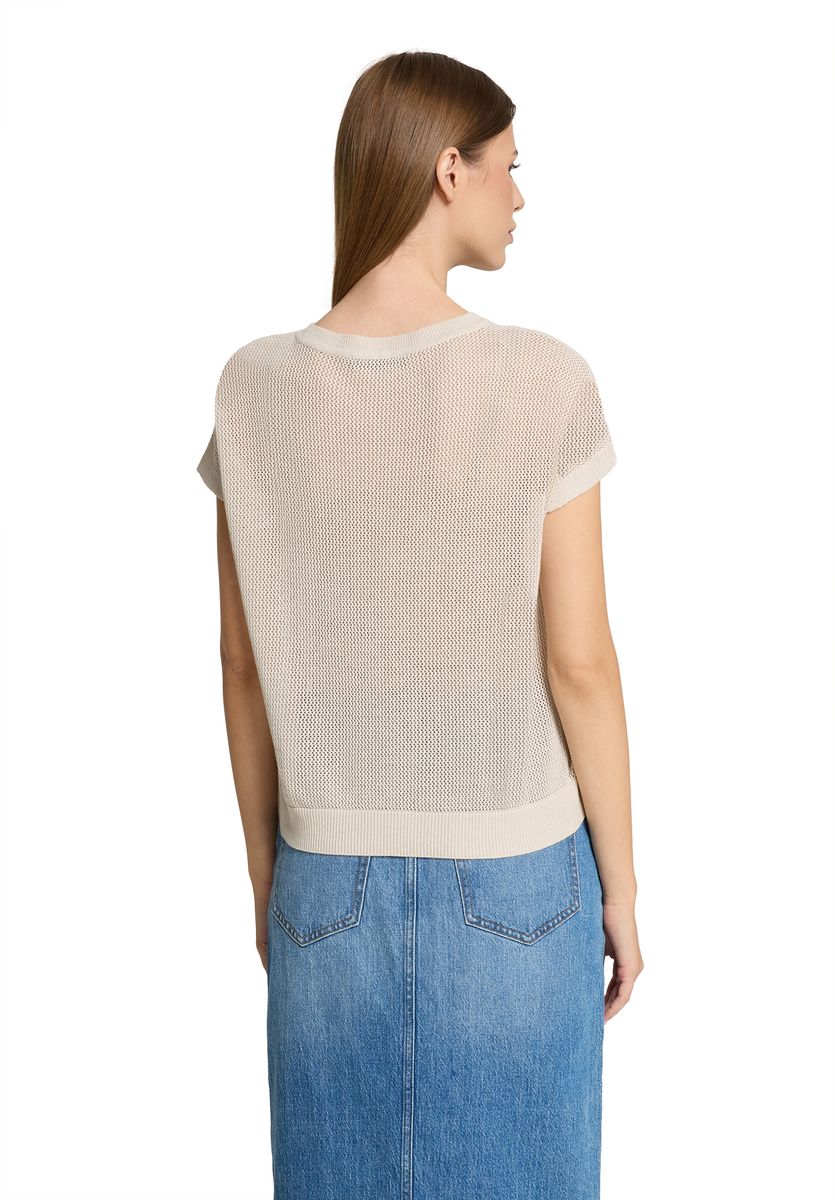 Leichtes Strick-T-Shirt mit offener Masche