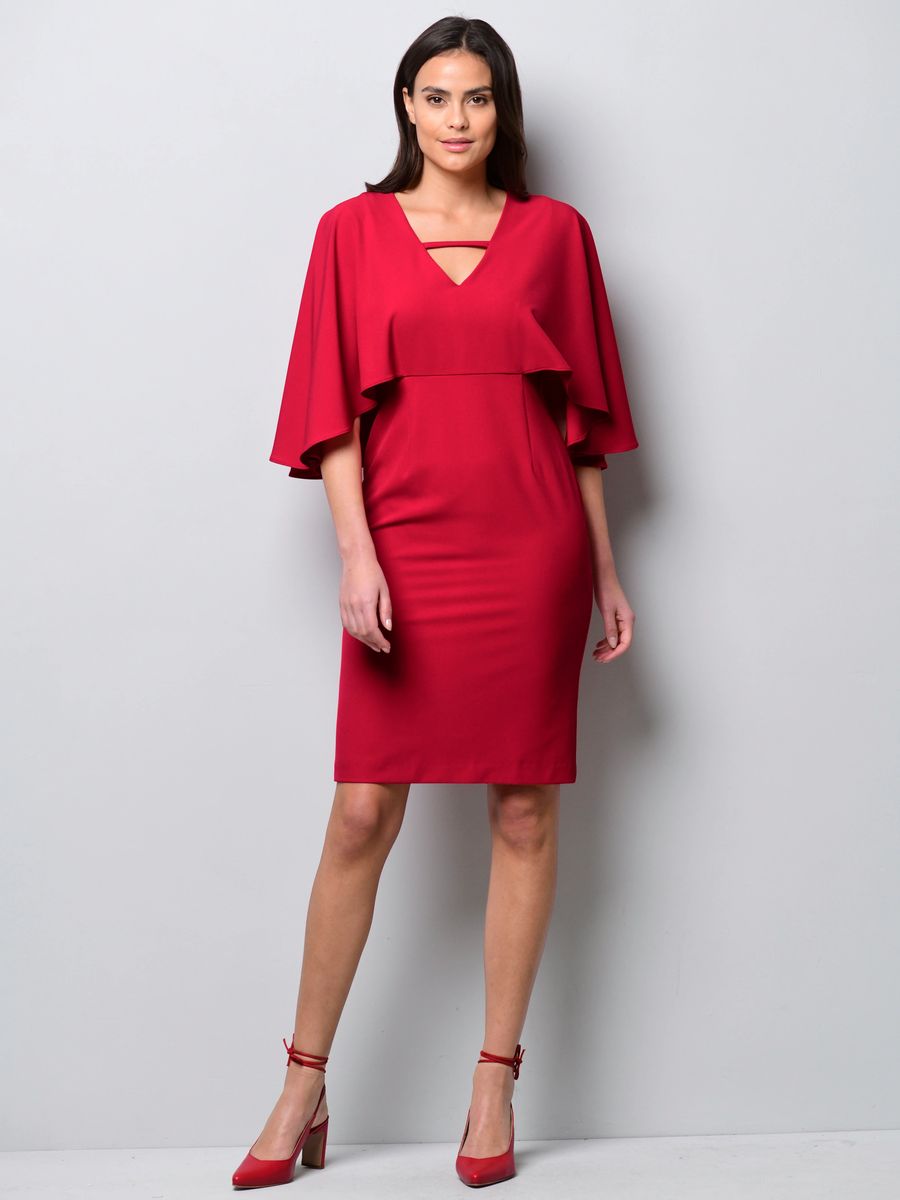 Cocktailkleid in Capeoptik mit V-Ausschnitt