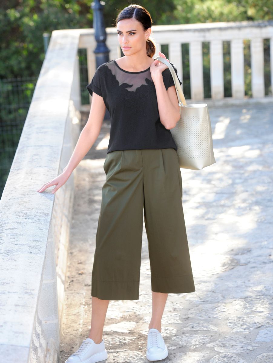 Weit geschnittene Falten-Culotte