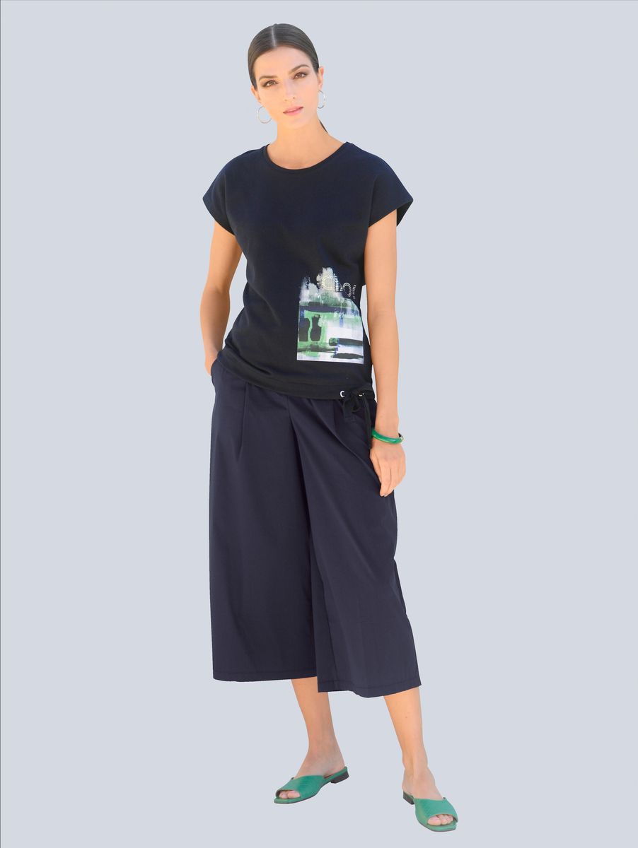 Culotte mit weitem Bein und Bundfalten