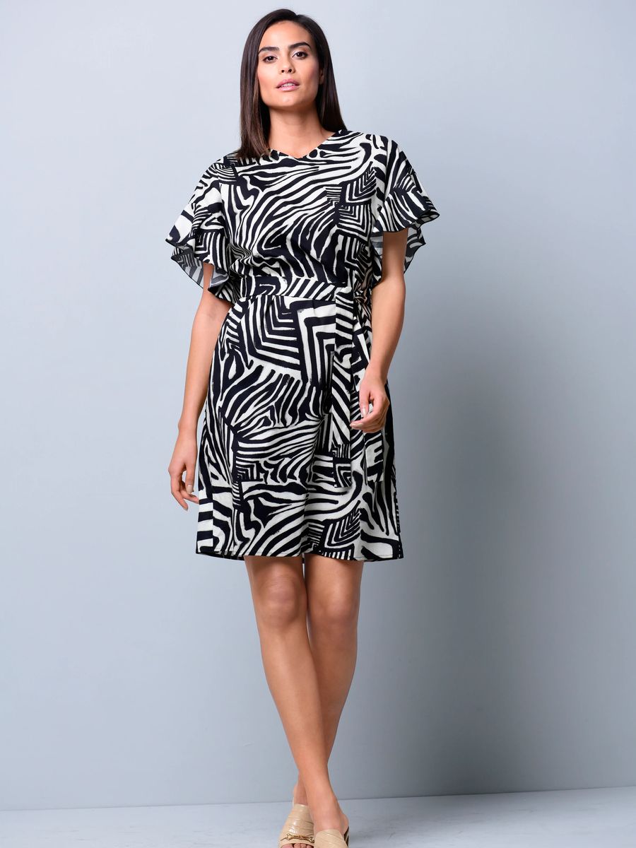 Midikleid mit abstraktem Zebra-Print