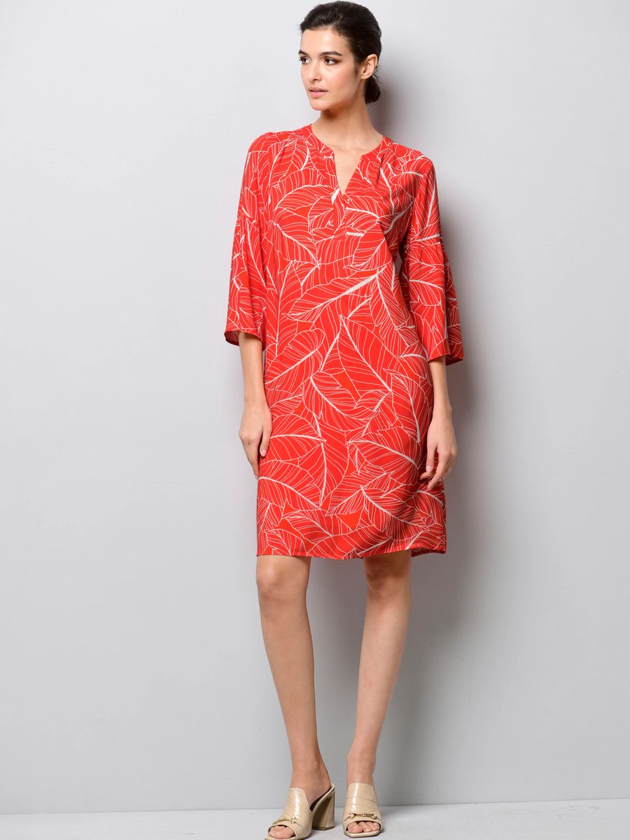 Hängerkleid mit Blättermuster