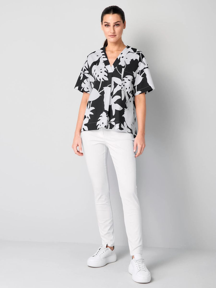 A-Linien-Bluse mit grafischem Blattprint